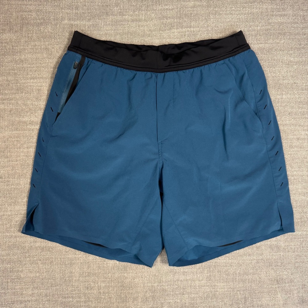 Ten Thousand Interval Shorts Mens Medium 7" Lined Training Gym Ocean Blue